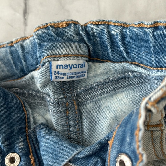 Mayoral Little Girls Light Blue Floral Lace Jeans (24M) - Picture 5 of 9